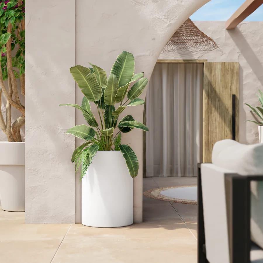 Portavaso a mezzaluna alto 65 h cm in polietilene bianco - Muret