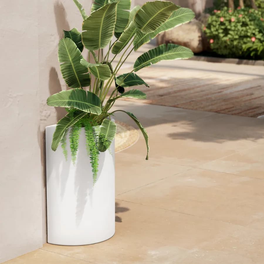 Portavaso a mezzaluna alto 65 h cm in polietilene bianco - Muret