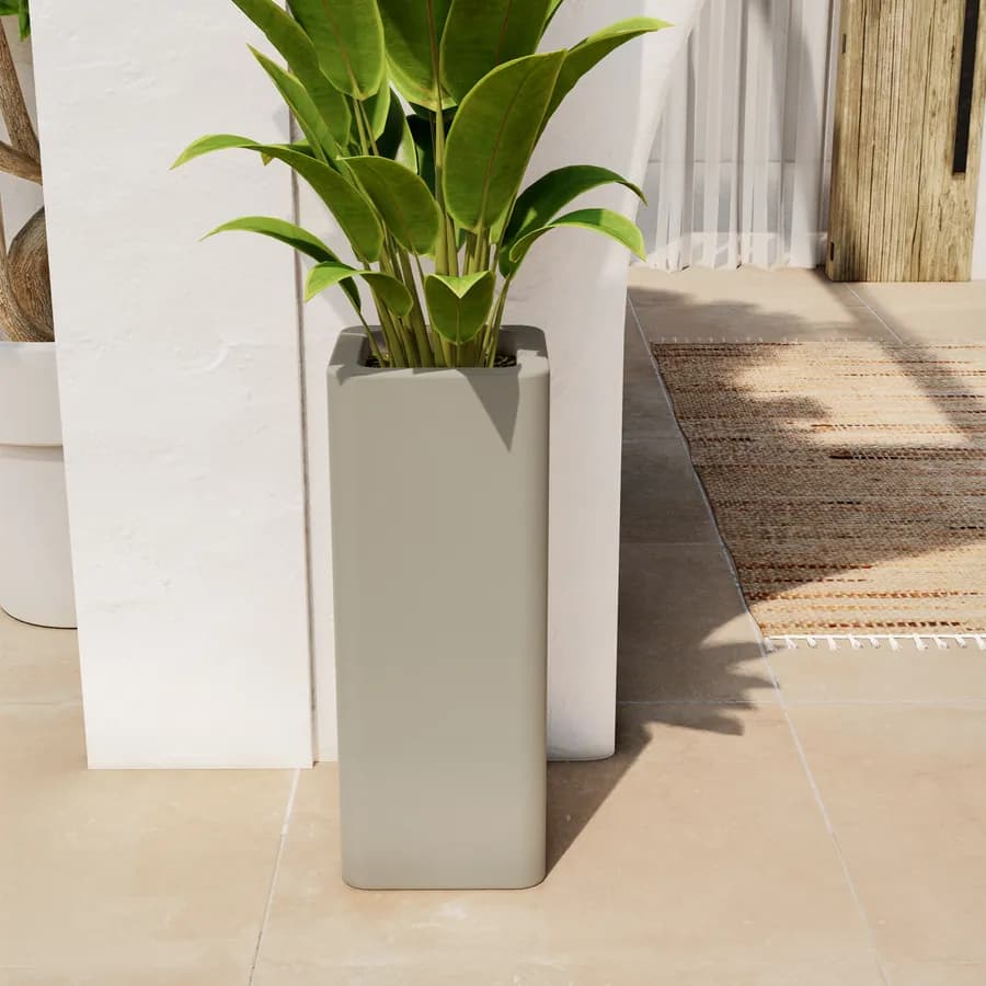 Portavaso da esterno quadrato 90 h cm in polietilene tortora - Bondy