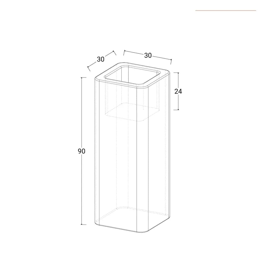 Portavaso da esterno quadrato 90 h cm in polietilene tortora - Bondy