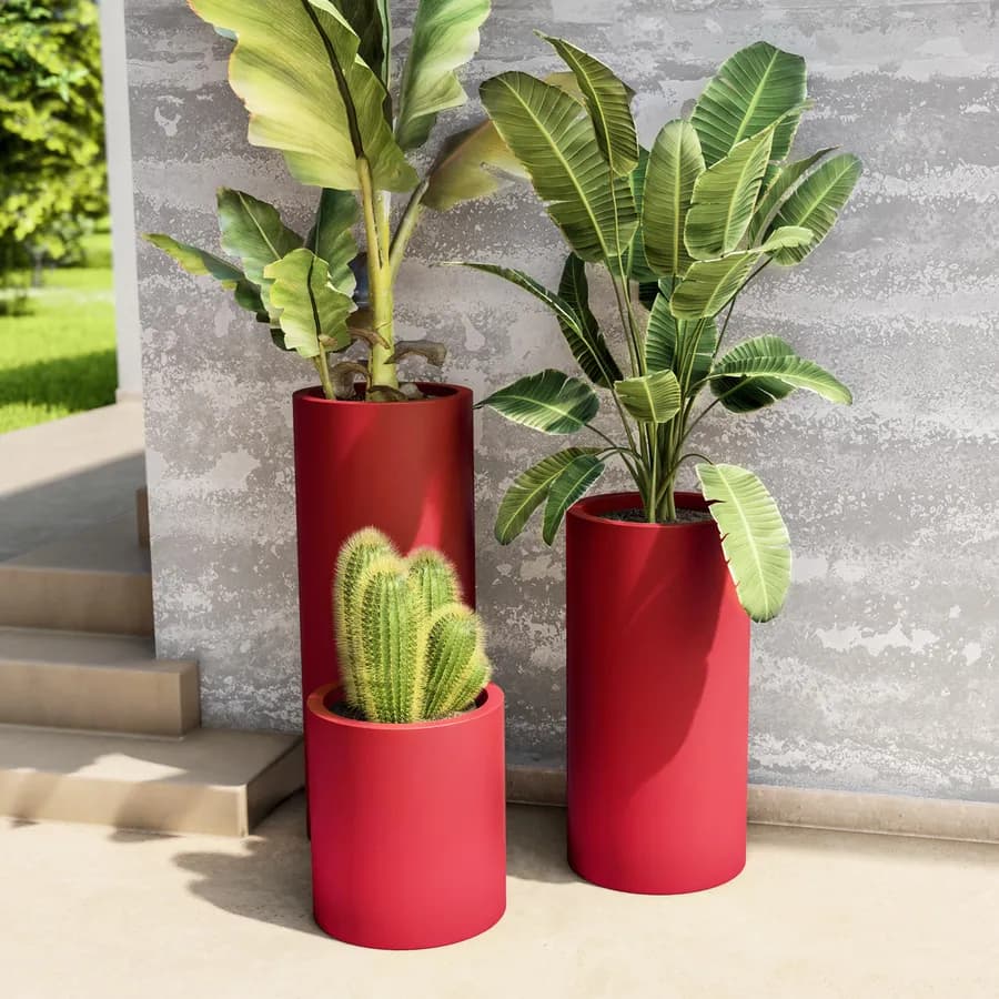 Portavaso da esterno 90 h cm in polietilene rosso fragola - Contesly