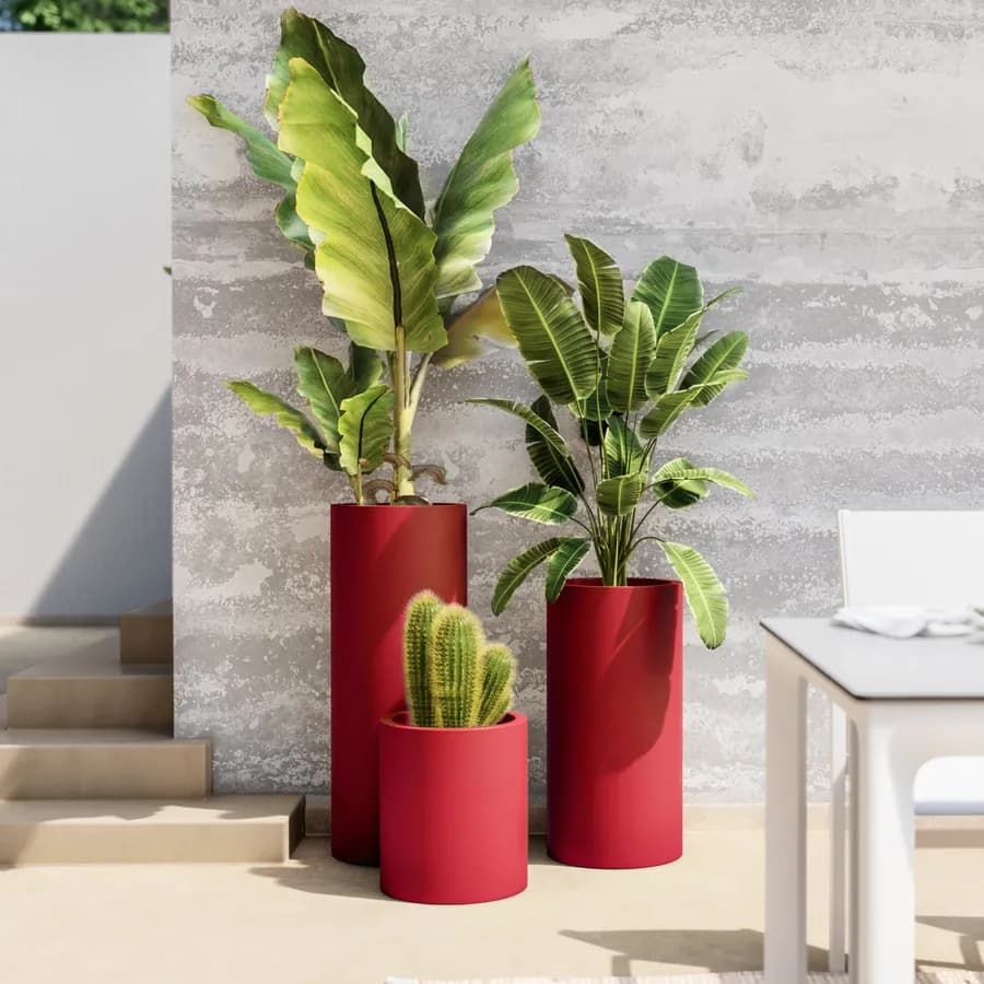 Portavaso da esterno 90 h cm in polietilene rosso fragola - Contesly