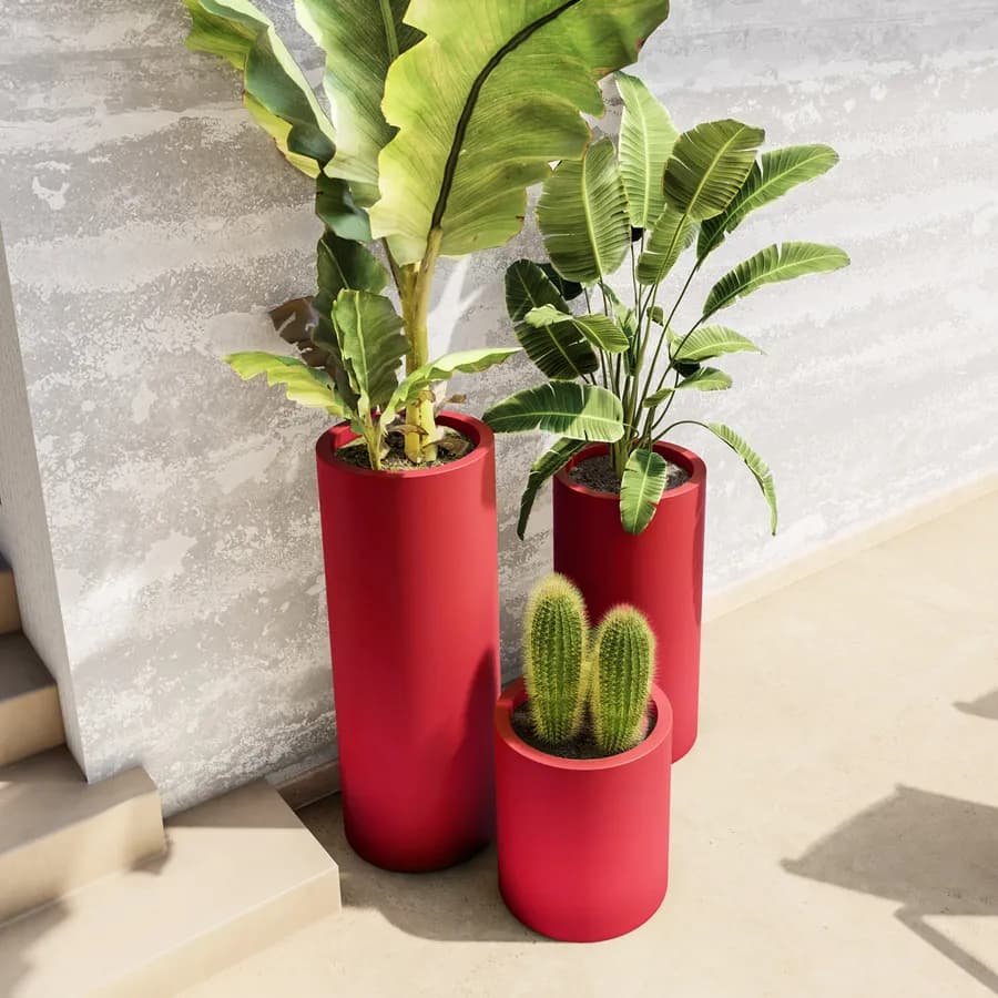 Portavaso da esterno 90 h cm in polietilene rosso fragola - Contesly