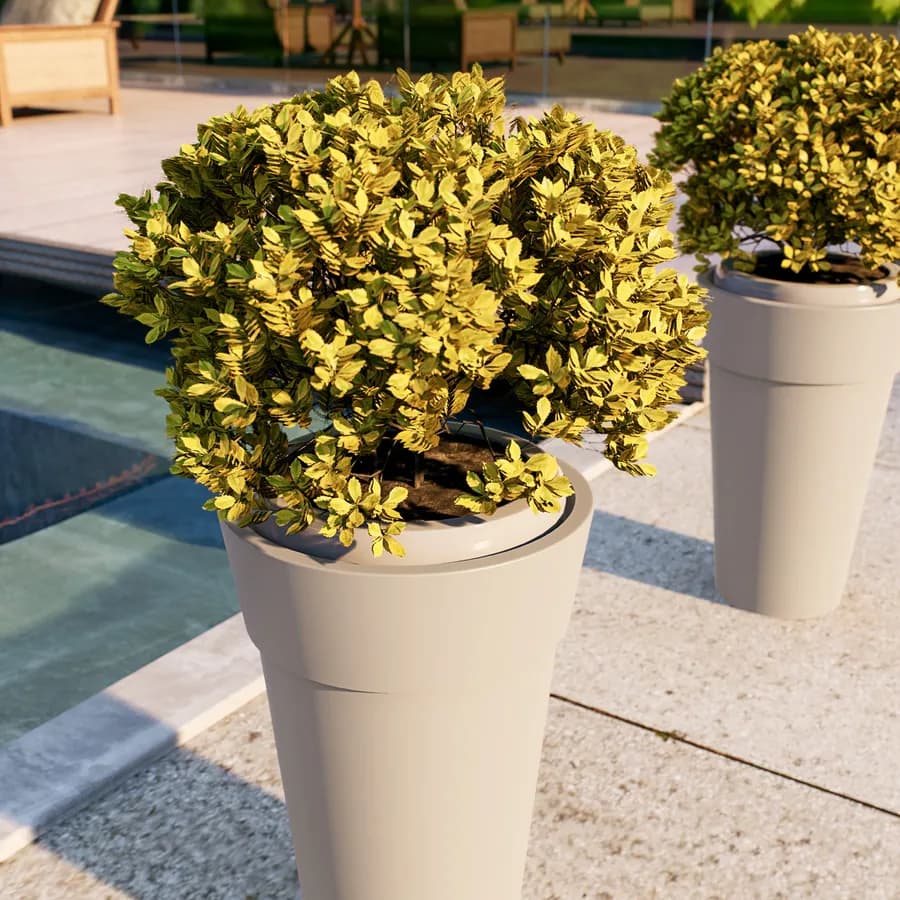 Portavaso da esterno rotondo 29 cm in polietilene crema - Livery