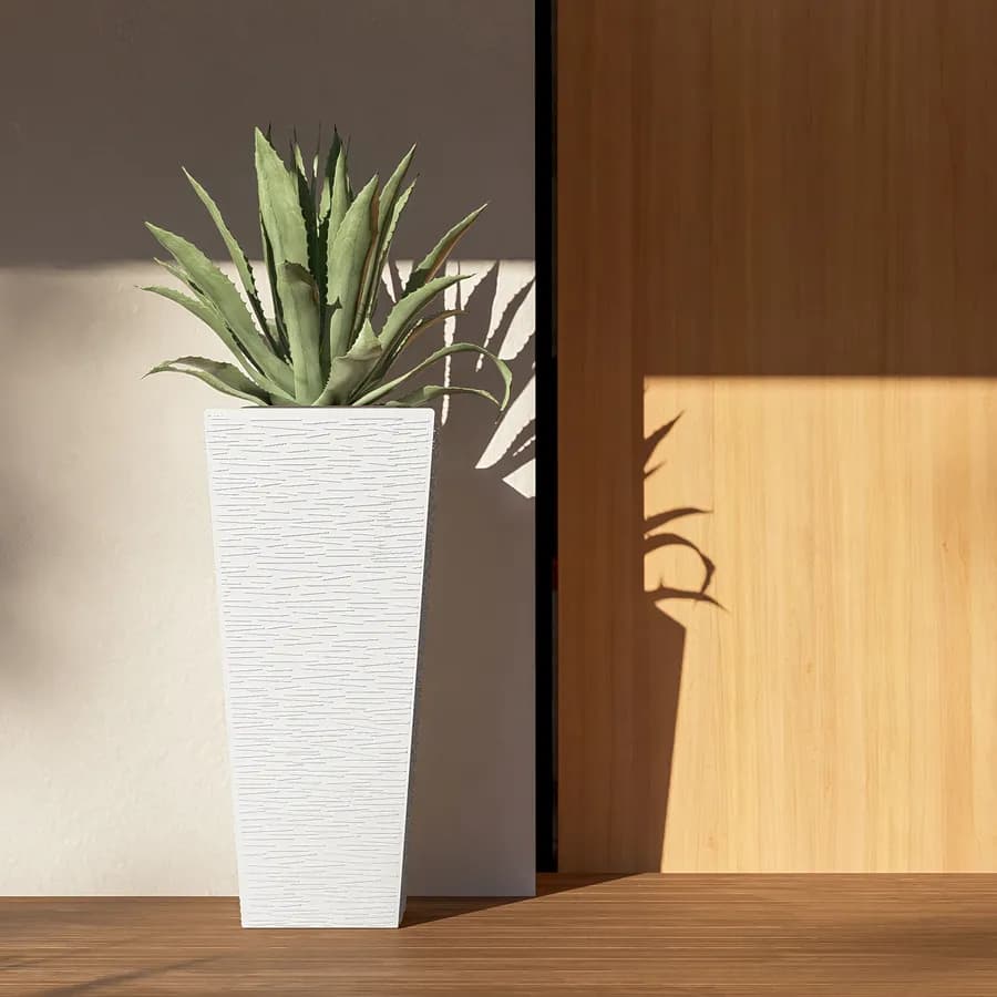 Portavaso da esterno rustico 90 h cm in polietilene bianco - Allicy