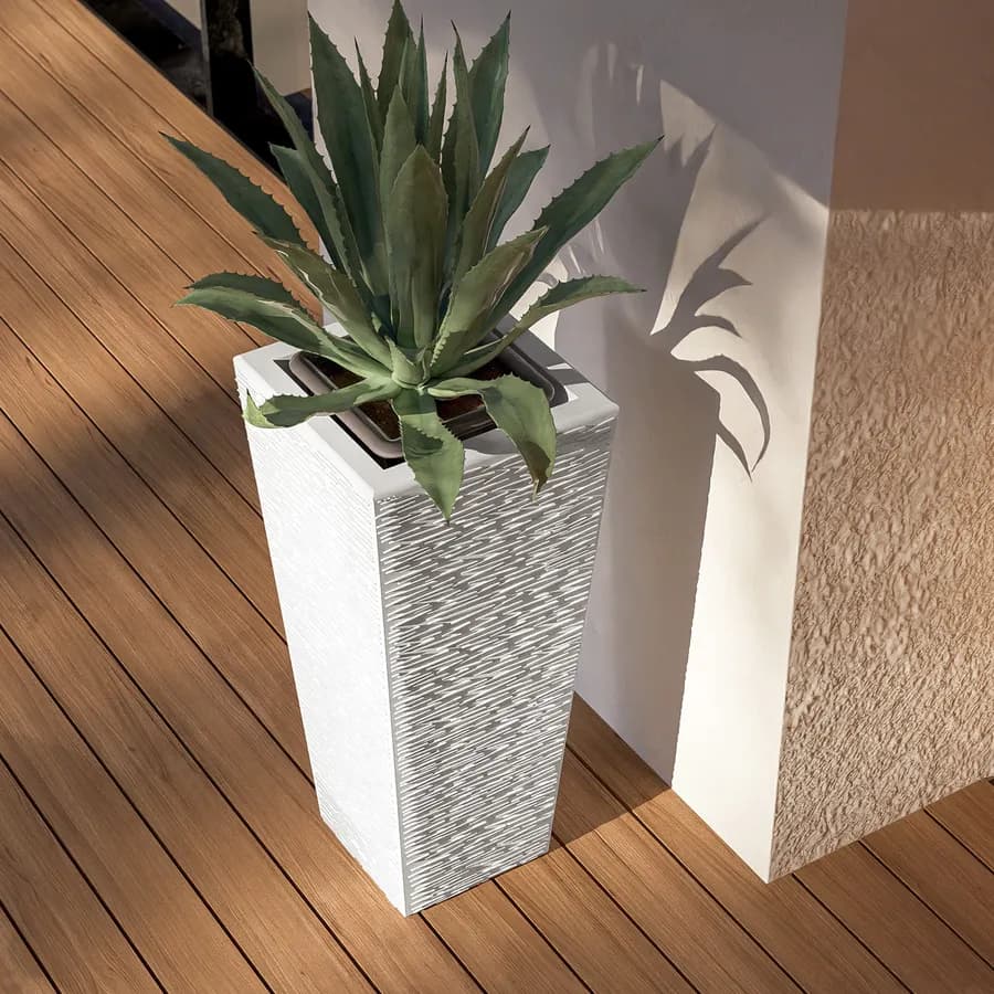 Portavaso da esterno rustico 90 h cm in polietilene bianco - Allicy