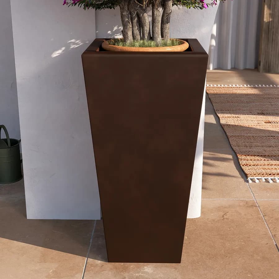 Portavaso da esterno liscio 105 h cm in polietilene marrone - Allicy