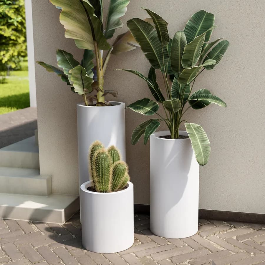 Portavaso da esterno 40 h cm in polietilene bianco - Contesly