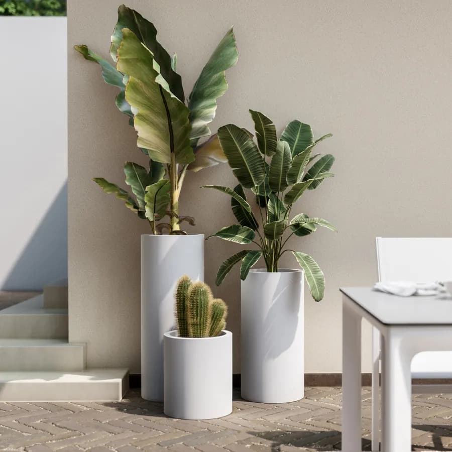 Portavaso da esterno 40 h cm in polietilene bianco - Contesly