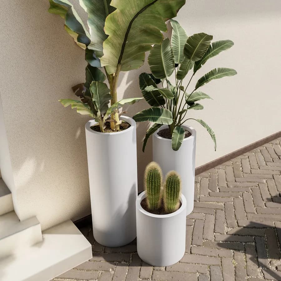 Portavaso da esterno 40 h cm in polietilene bianco - Contesly
