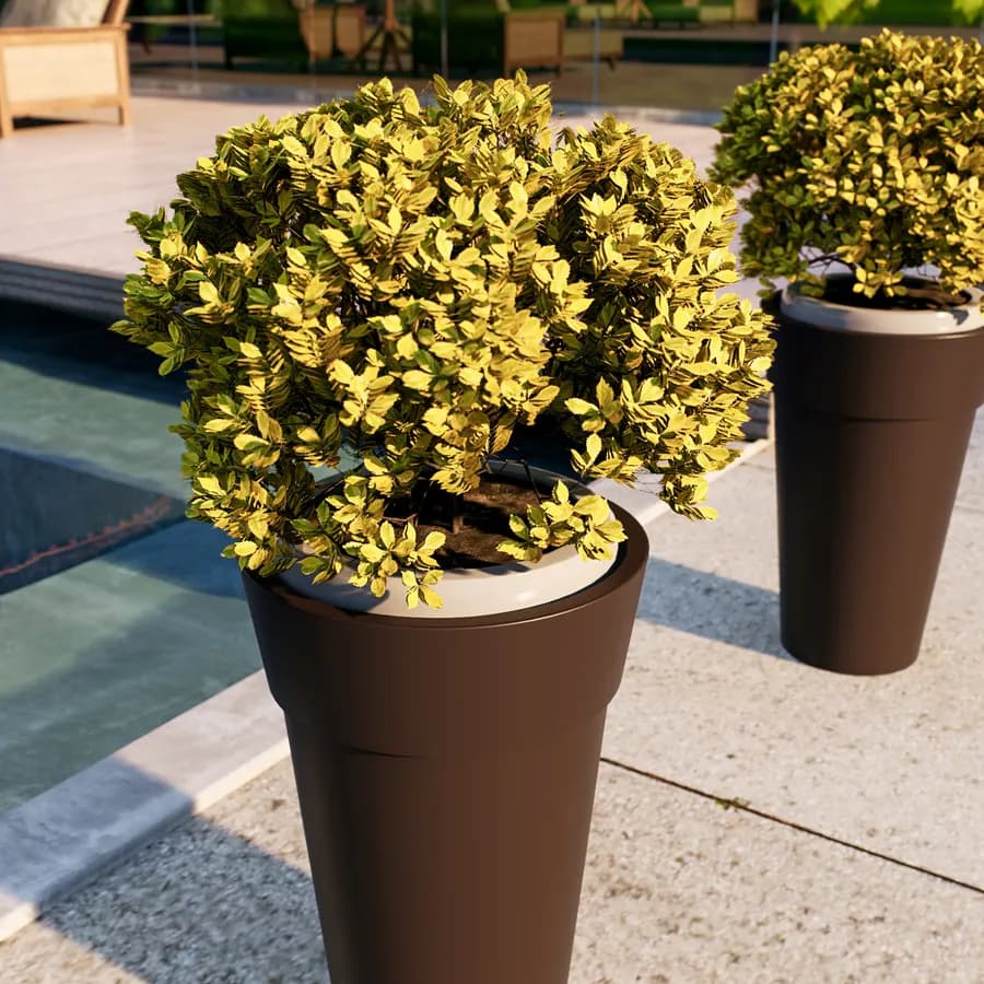 Portavaso da esterno rotondo 29 cm in polietilene bronzo - Livery
