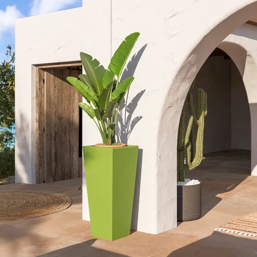 Portavaso da esterno liscio 90 h cm in polietilene verde kiwi - Allicy