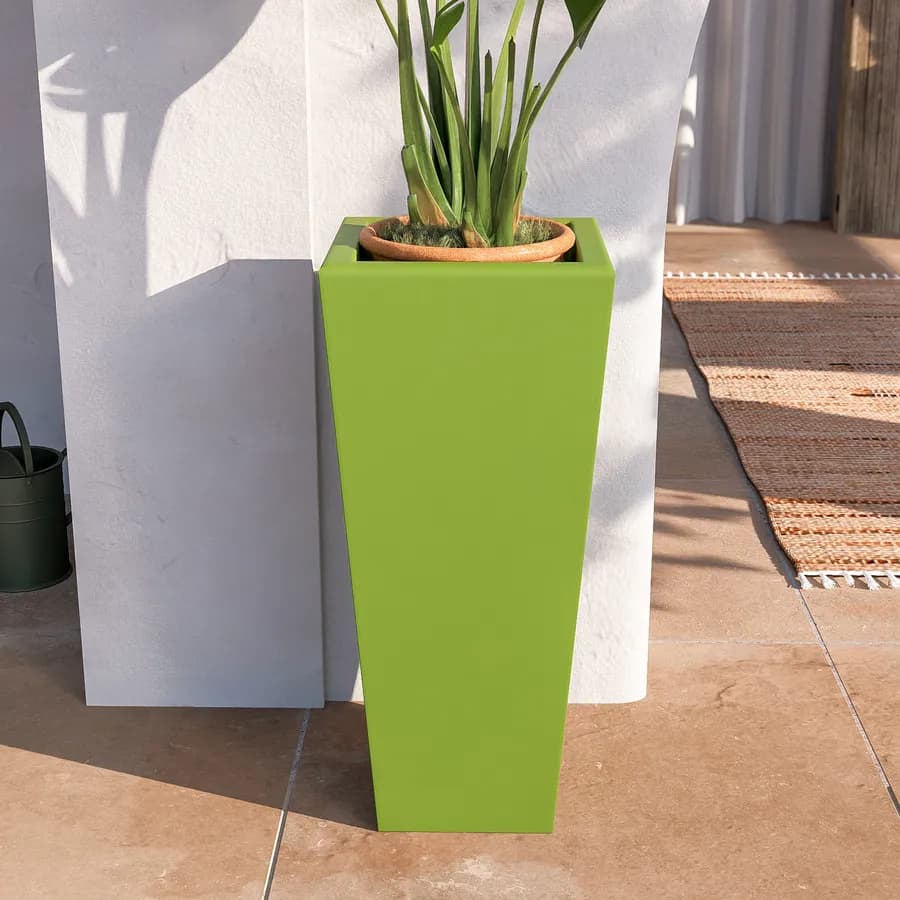 Portavaso da esterno liscio 90 h cm in polietilene verde kiwi - Allicy