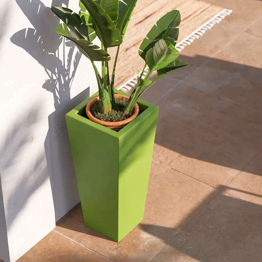Portavaso da esterno liscio 90 h cm in polietilene verde kiwi - Allicy
