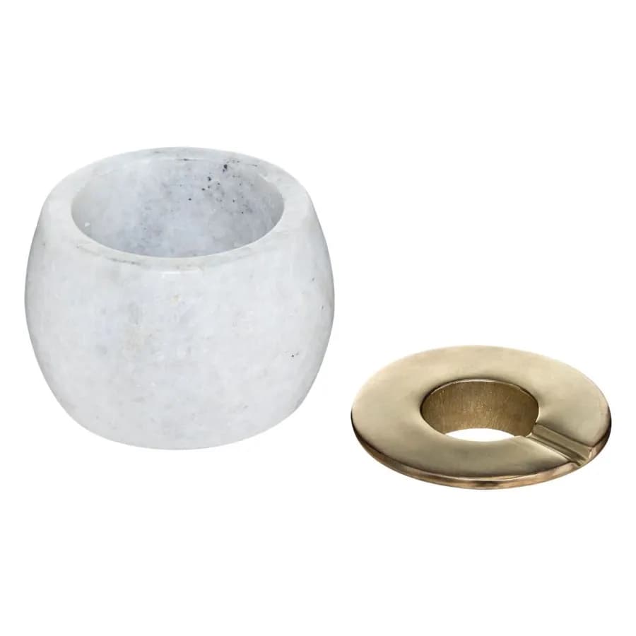 Posacenere rotondo 12 cm in marmo naturale e metallo oro