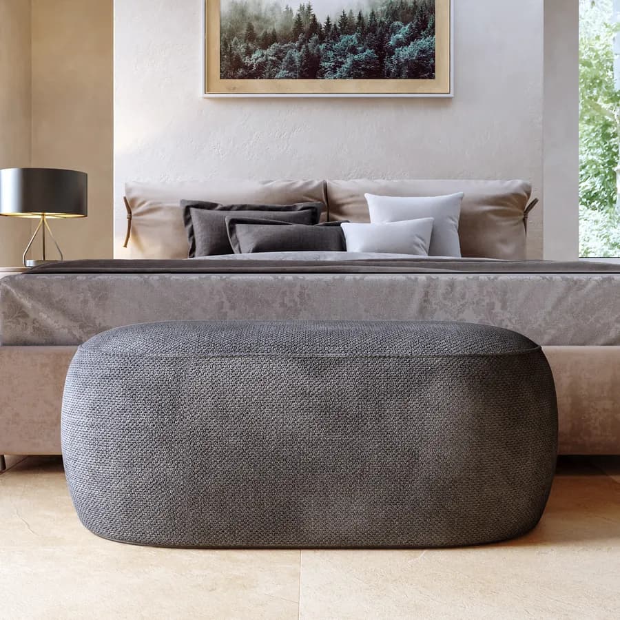 Pouf 100x50 cm in tessuto effetto maglia grigio scuro - Tlamy
