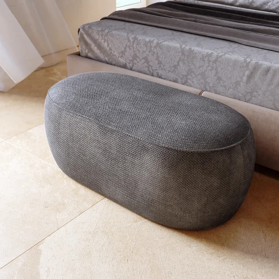 Pouf 100x50 cm in tessuto effetto maglia grigio scuro - Tlamy