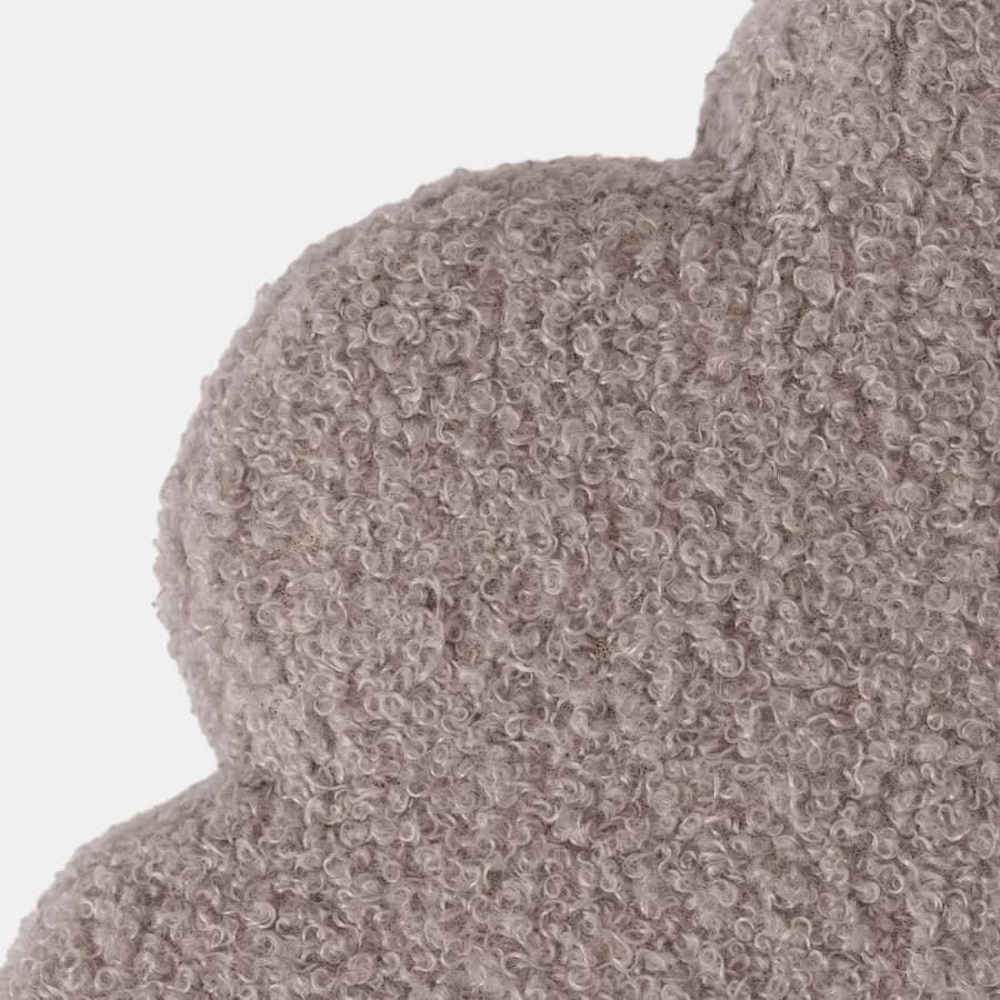 Pouf 35x40h cm in tessuto teddy grigio chiaro a forma di fiore - Taylen