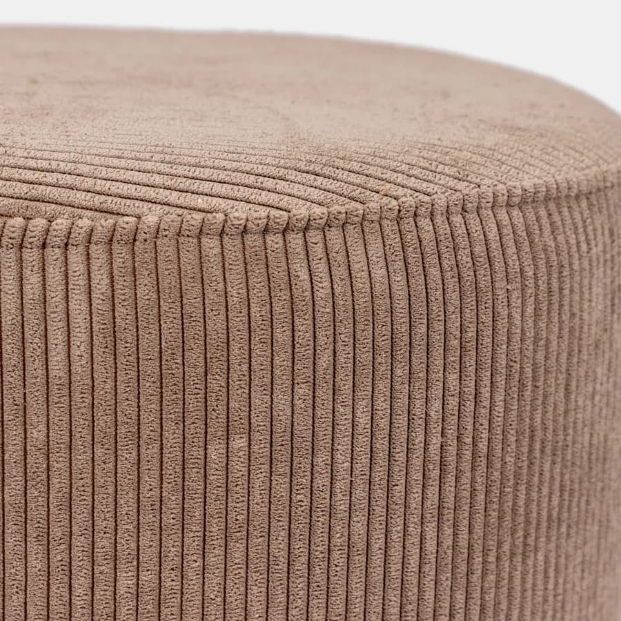 Pouf rotondo 35x42h cm in velluto a coste tortora e base oro - Divo