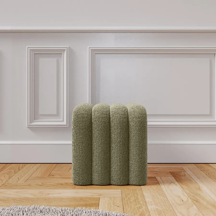 Pouf 38x40 cm design ad arco in tessuto micro teddy verde - Rudy