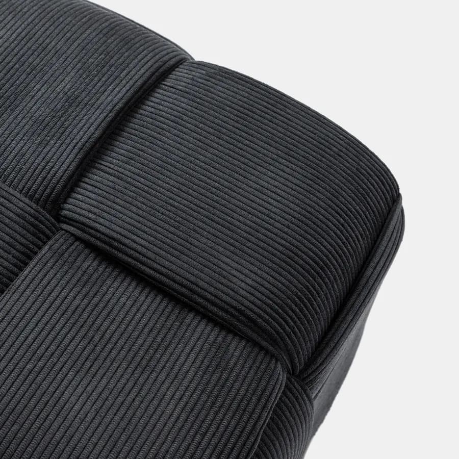 Pouf 36x36 cm in velluto a coste nero antimacchia e idrorepellente - Josef