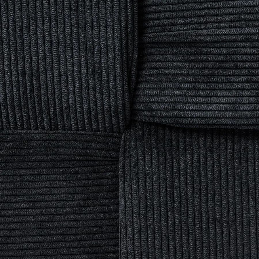 Pouf 36x36 cm in velluto a coste nero antimacchia e idrorepellente - Josef