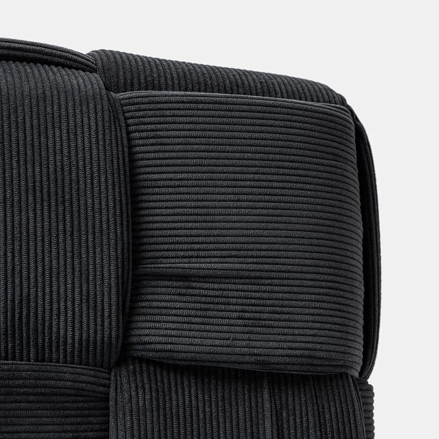Pouf 36x36 cm in velluto a coste nero antimacchia e idrorepellente - Josef