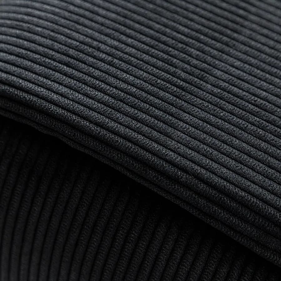 Pouf 36x36 cm in velluto a coste nero antimacchia e idrorepellente - Josef