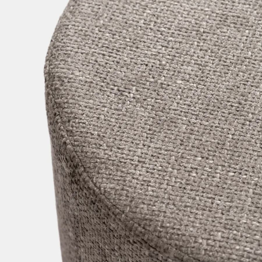 Pouf 41 cm in tessuto ciniglia grigio con base in legno nero - Hartley