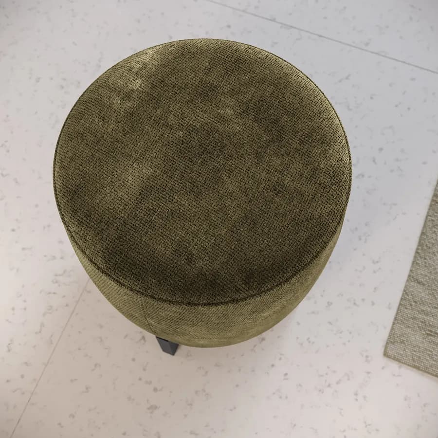 Pouf 41 cm in tessuto ciniglia verde con base in legno nero - Hartley