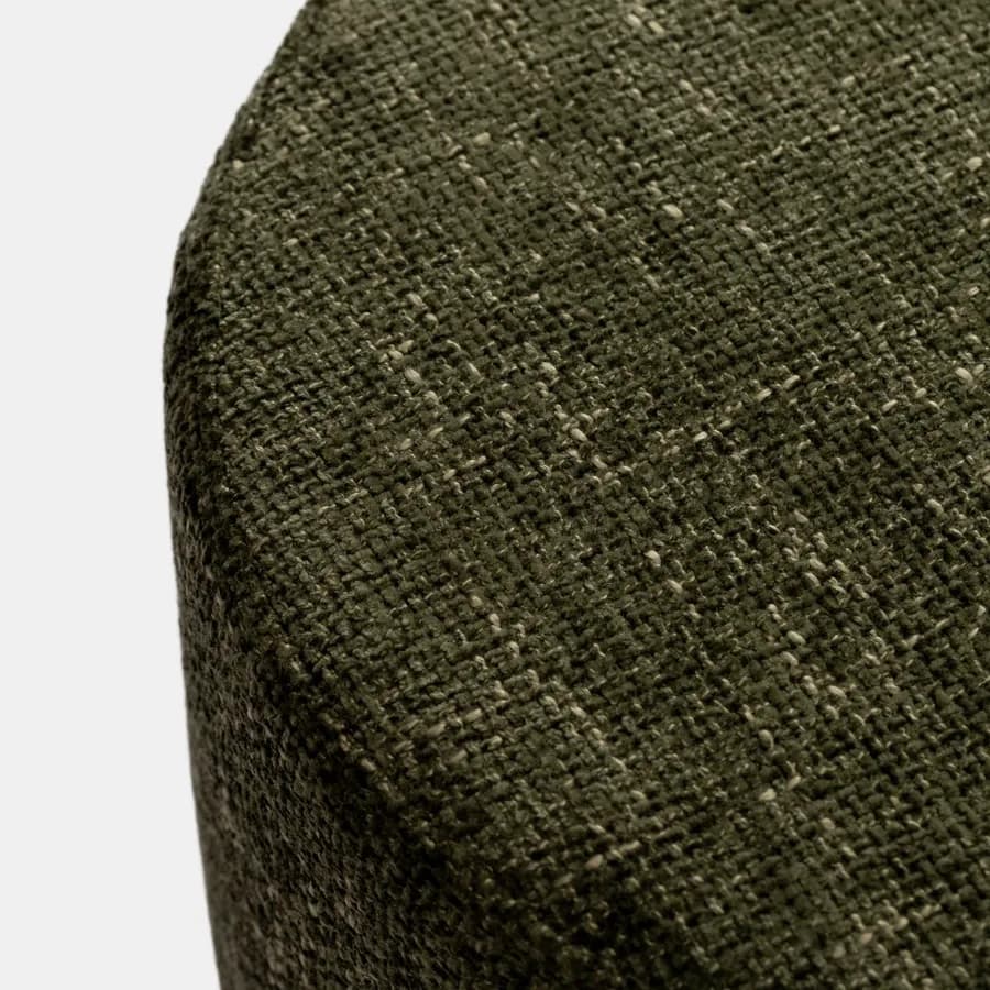 Pouf 41 cm in tessuto ciniglia verde con base in legno nero - Hartley