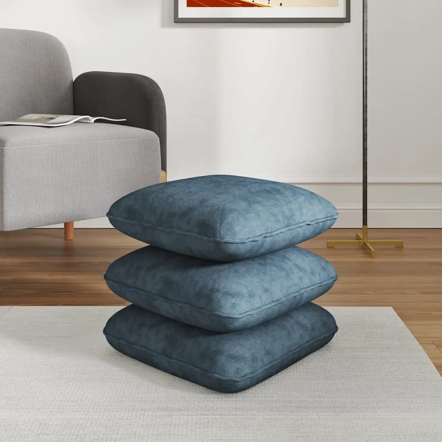 Pouf 41x41 cm in velluto verde petrolio imbottito - Salko
