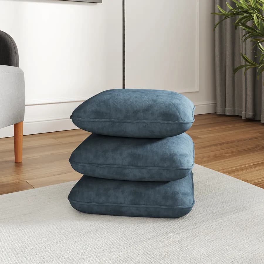 Pouf 41x41 cm in velluto verde petrolio imbottito - Salko
