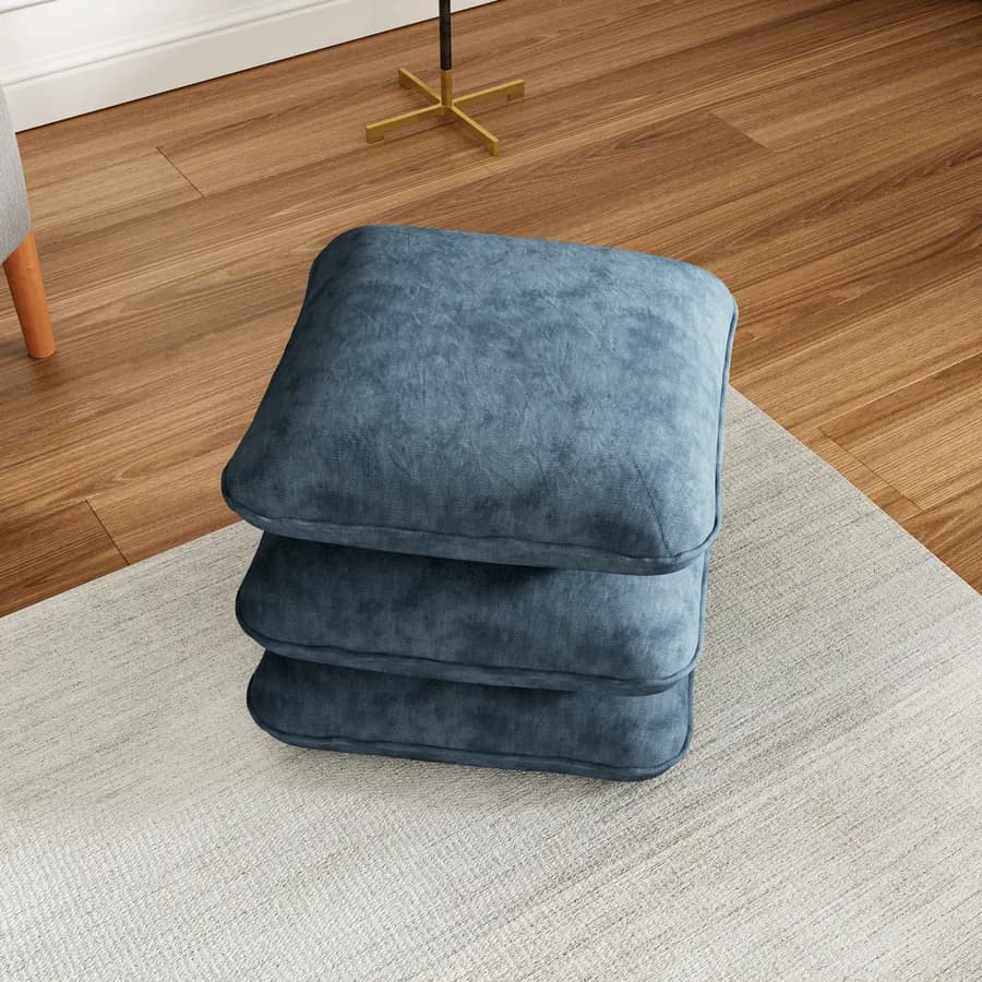 Pouf 41x41 cm in velluto verde petrolio imbottito - Salko