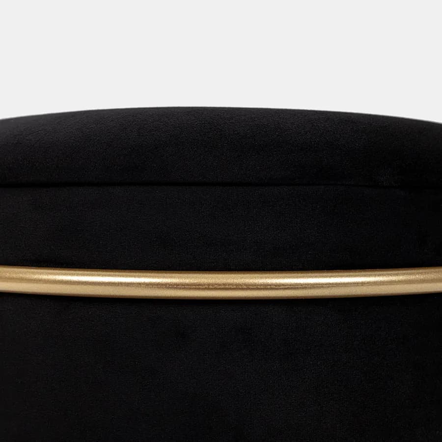 Pouf contenitore 43x37h cm in velluto nero con base oro - Balance