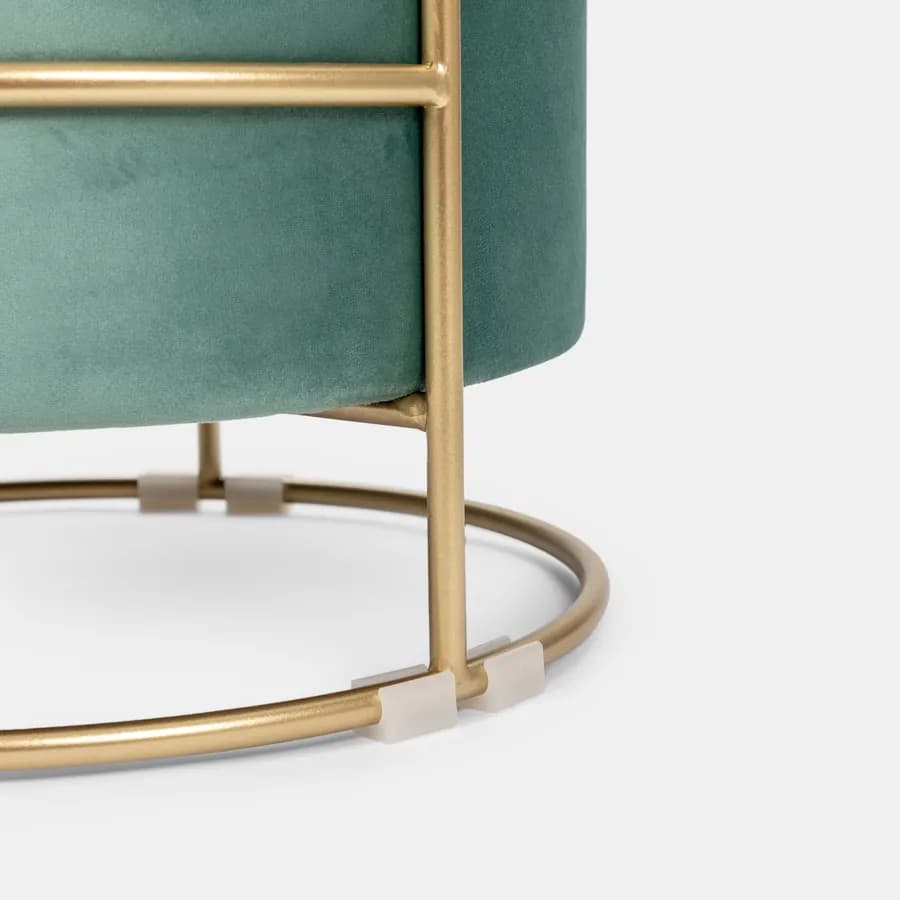 Pouf contenitore 43x37h cm in velluto verde salvia con base oro - Balance