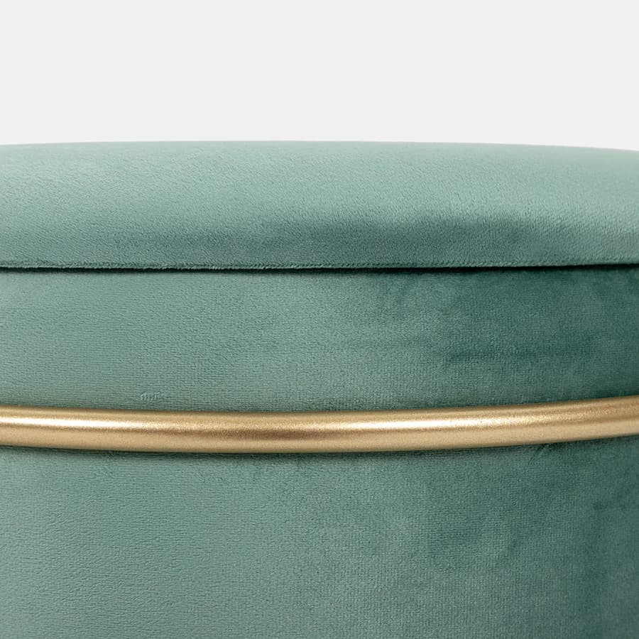 Pouf contenitore 43x37h cm in velluto verde salvia con base oro - Balance
