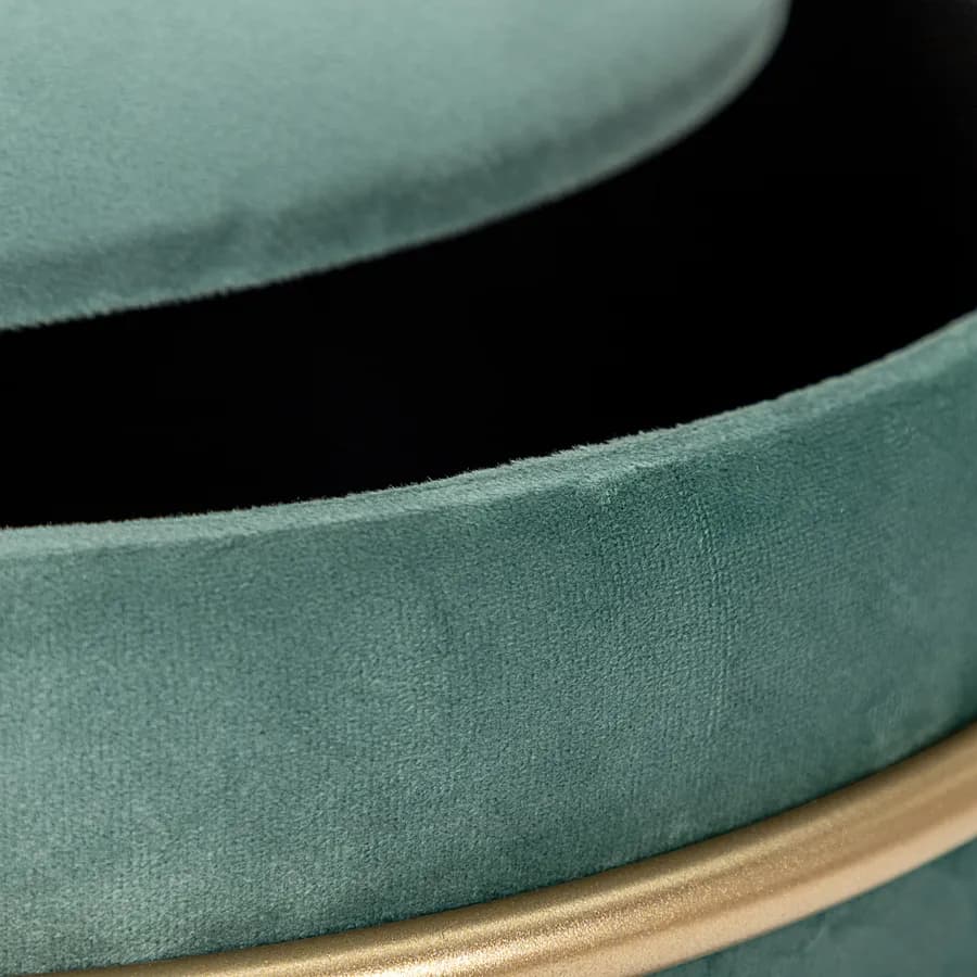 Pouf contenitore 43x37h cm in velluto verde salvia con base oro - Balance
