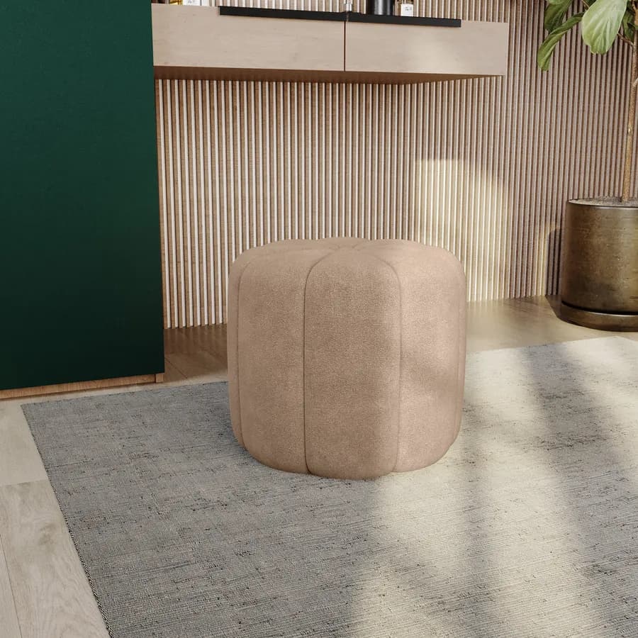 Pouf 45x40h cm in tessuto micro teddy beige a forma di fiore - Priscilla