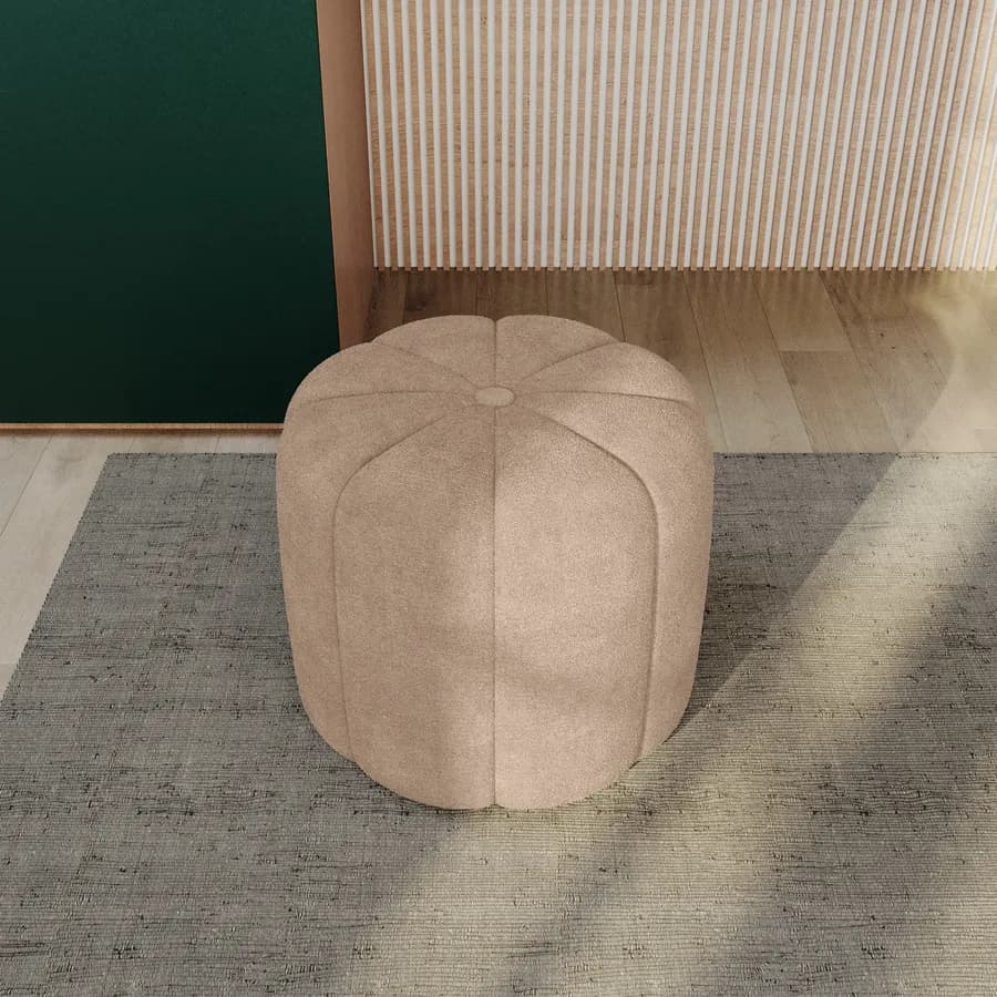 Pouf 45x40h cm in tessuto micro teddy beige a forma di fiore - Priscilla