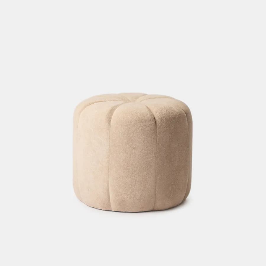 Pouf 45x40h cm in tessuto micro teddy beige a forma di fiore - Priscilla