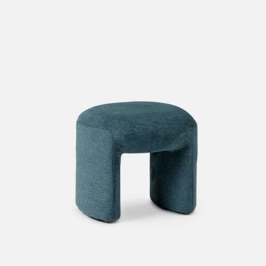 Pouf 47x42 cm in tessuto effetto maglia blu petrolio - Ticus