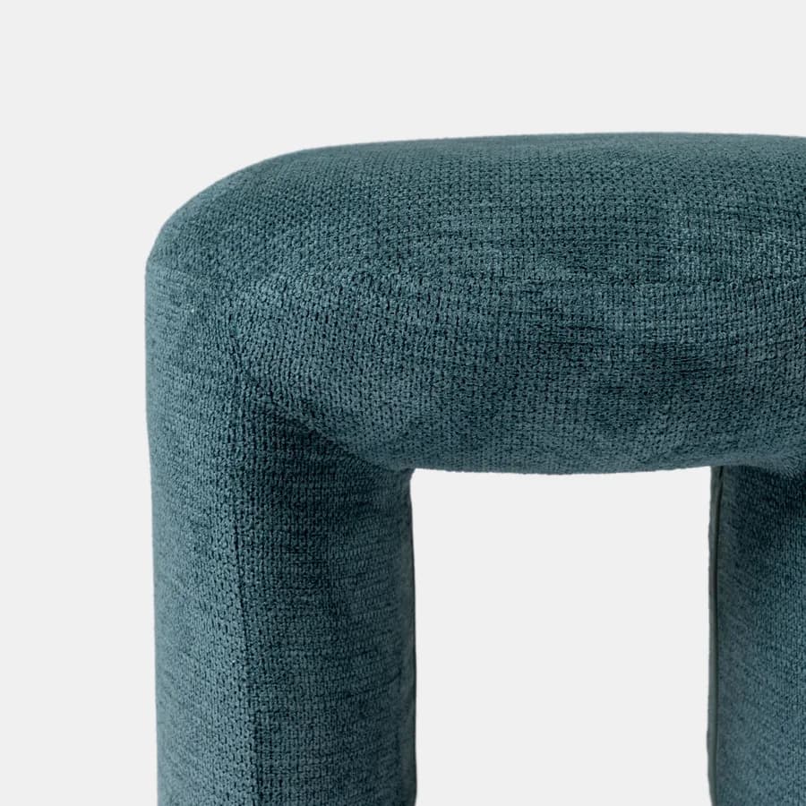 Pouf 47x42 cm in tessuto effetto maglia blu petrolio - Ticus