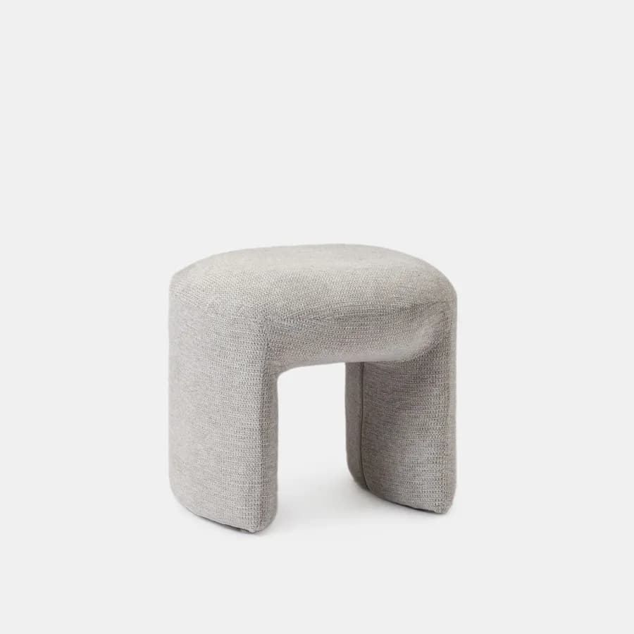 Pouf 47x42 cm in tessuto effetto maglia grigio ghiaccio - Ticus
