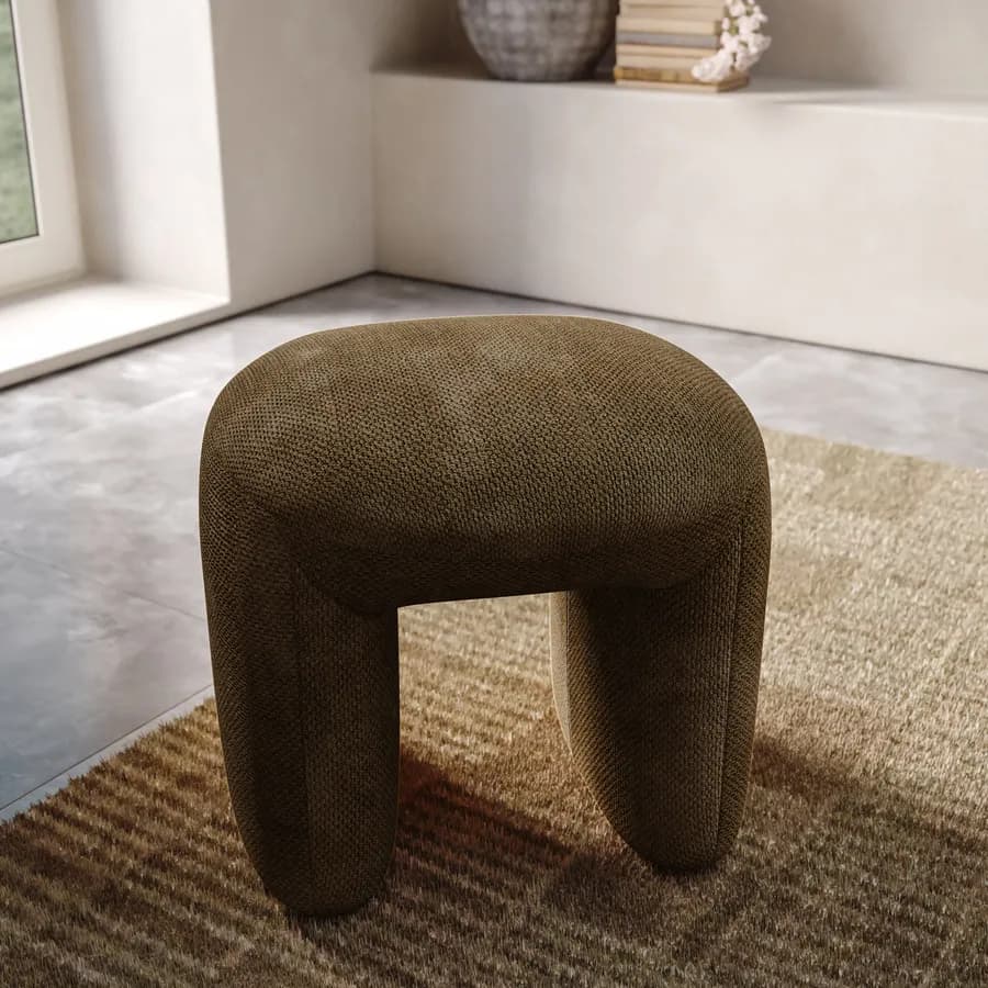 Pouf 47x42 cm in tessuto effetto maglia tabacco - Ticus
