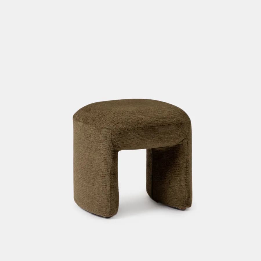 Pouf 47x42 cm in tessuto effetto maglia tabacco - Ticus