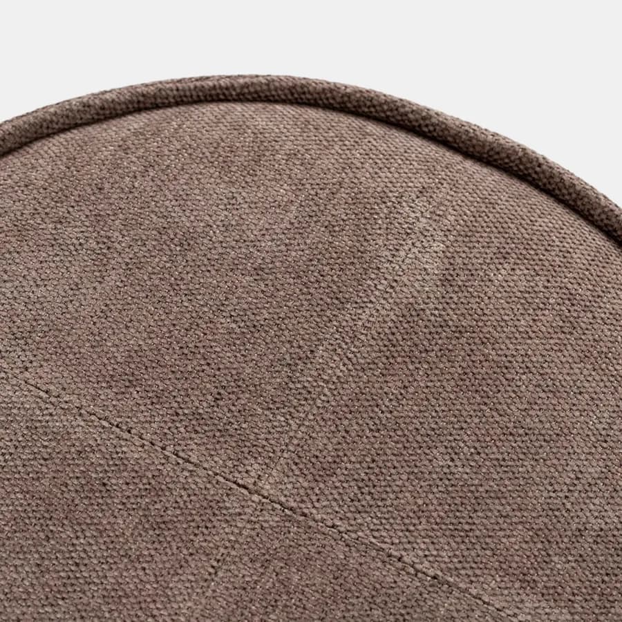 Pouf 50x42h cm in ciniglia cappuccino con dettaglio cuoio - Sashe