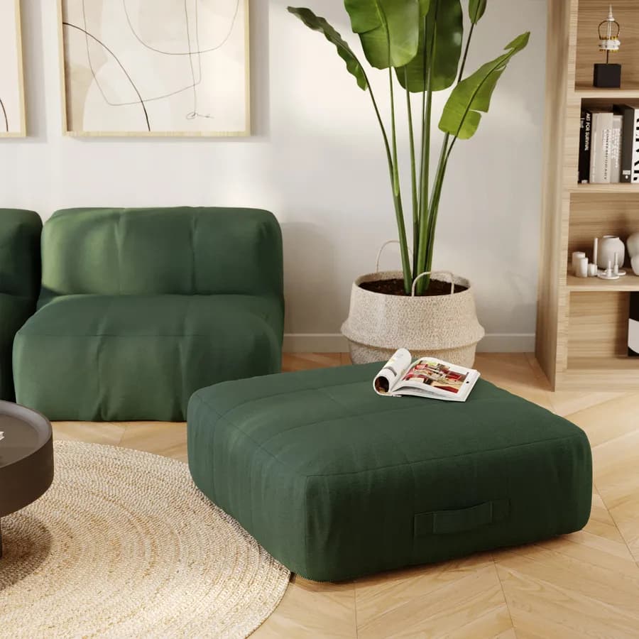Maxi pouf in tessuto olefin verde - Baku