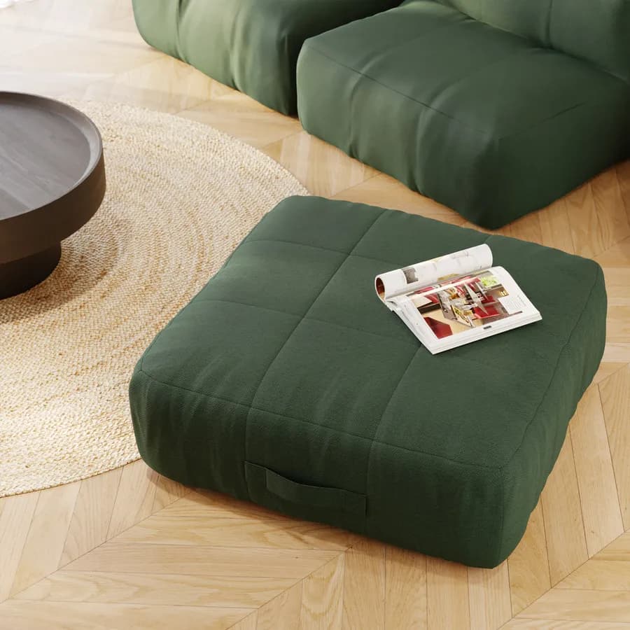 Maxi pouf in tessuto olefin verde - Baku