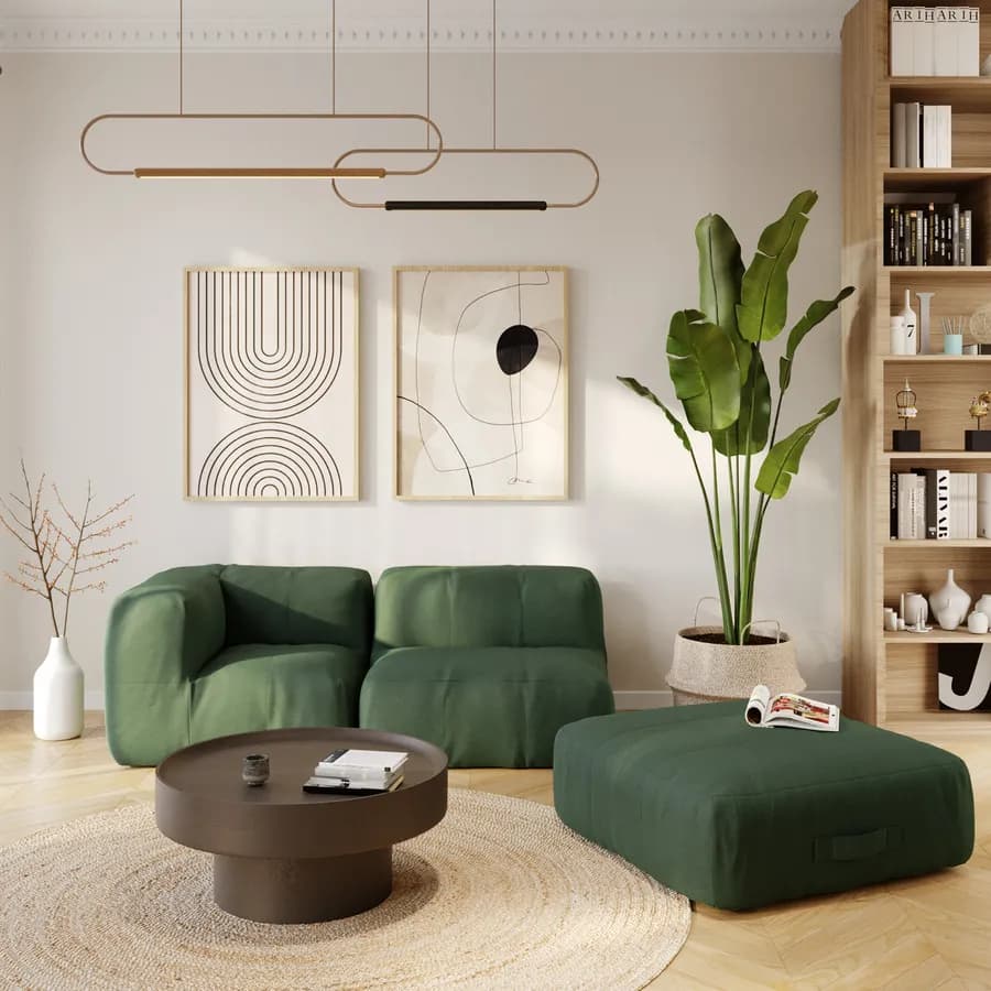 Maxi pouf in tessuto olefin verde - Baku